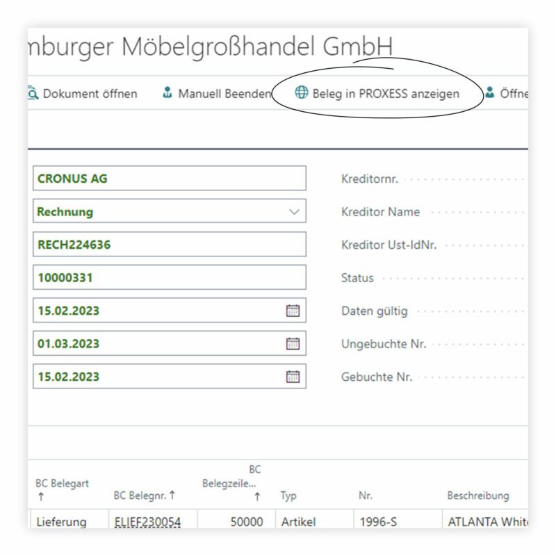 Vorteile-D365-Business-Central-Beleg-in-PROXESS-anzeigen